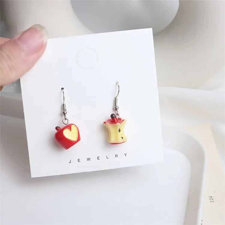 Женские креативные серьги капельки Apple Core уникальные подвесные в японском стиле