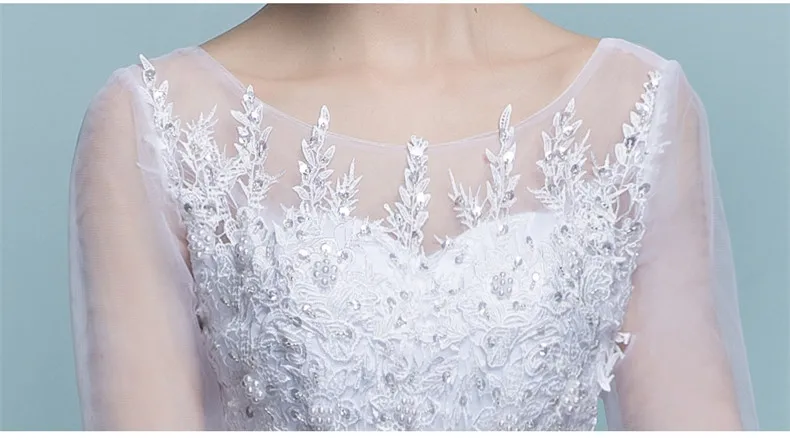 Vestido De Noiva, новое белое шифоновое свадебное платье, рукав, летняя аппликация, бисер, кружево, Элегантное свадебное платье для свадьбы, банкета, невесты