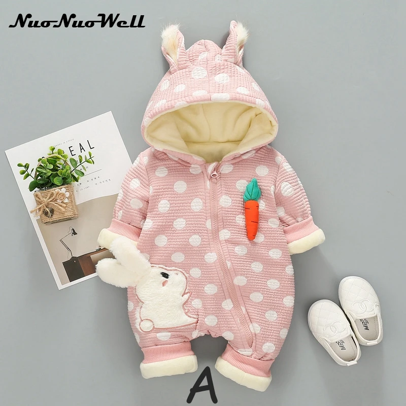 

Baby's Romper in Winter Infant Snowsuits Cute Hooded Baby Jumpsuits Thickening Newborn baby Overalls for 0-12M Baby Girls Boys