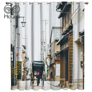 

COCOHouse Japan City Architectural Scenic Window Curtains Dark Window Blinds Living Room Bedroom Outdoor Fabric Drapes Kids