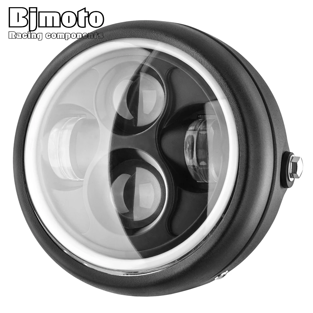 

BJMOTO 6.5" Motorcycle LED Headlight Hi&Lo HeadLamp Bulb DRL With Angel Ring for Harley Sportster Cafe Racer Bobber