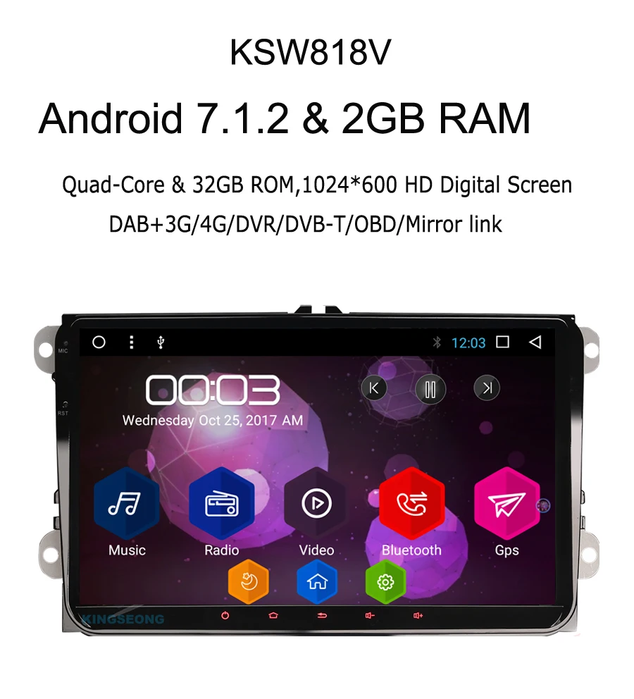 Sale 9" Android 7.1 Navigation GPS Autoradio DAB+ for VW Passat b6 Polo SKODA Octavia Limousine Touchscreen Car Radio OBD CANBUS DTV 1