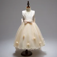 Розничная ; высококачественное элегантное вечернее платье с аппликацией для девочек; платье для выпускного вечера с большим бантом и оборками; детское свадебное платье; L555