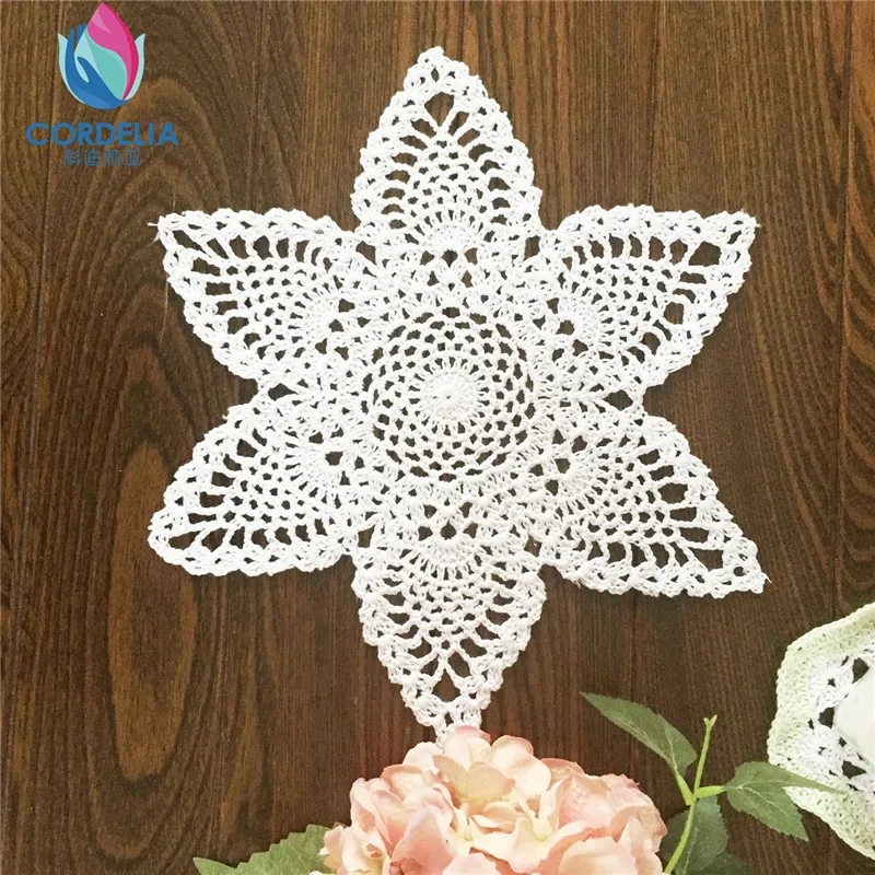 

30cm 5 angle lovely korean fashion cotton crochet dream catcher doily as DIY craft accessories for home decoration fabric doily