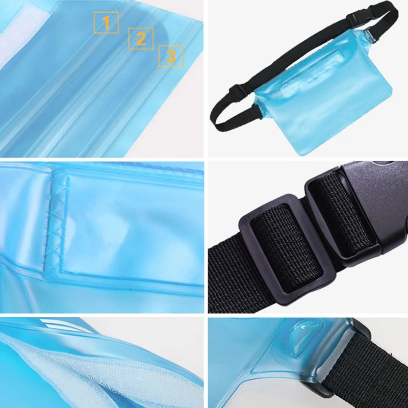 Waterproof Dry Pack Outdoor Swimming Drifting Waterproof Pouch Dry Bag PVC Waist Phone Cover Storage Protective Bag