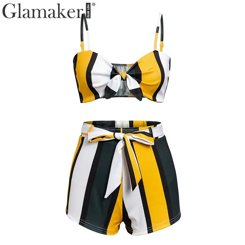 Glamaker костюм из двух предметов полосатый пляжный комбинезон женский летний
