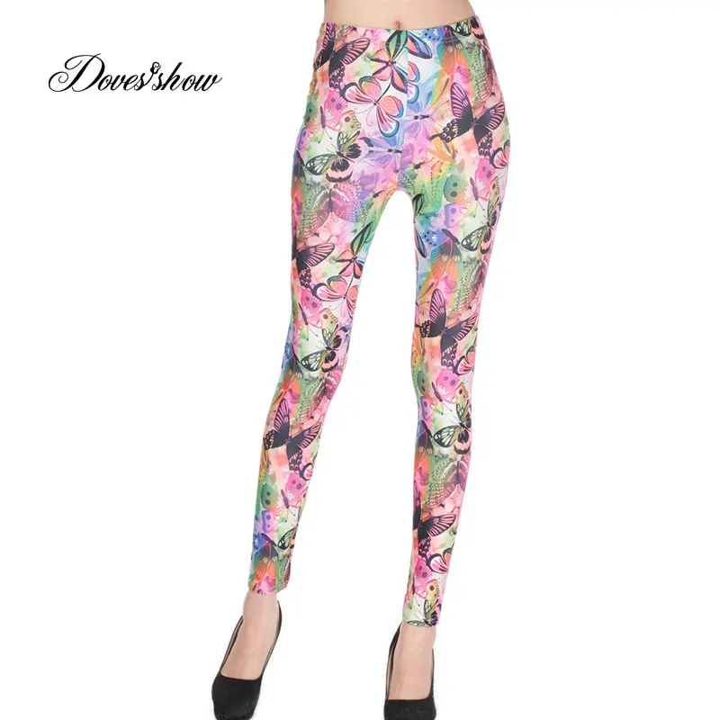 CHRLEISURE Elastic High Waist Plum Flower Print Leggings