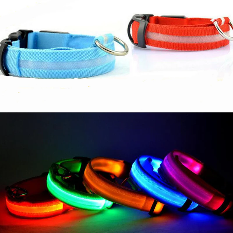 Nylon LED Pet Dog Collar Adjustable Luminous Night Safety Anti lost