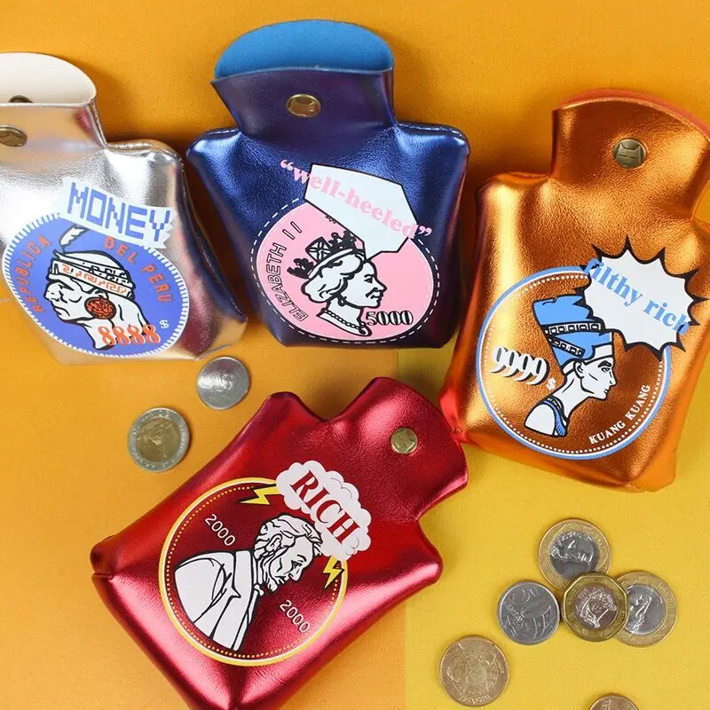 Hasp Zipper PU Coin Purse Funny Girls Money Bag Gift For Daughter Rich