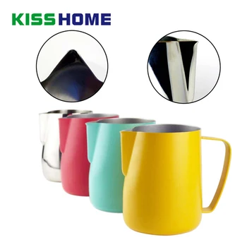 

Stainless Steel Frothing Pitcher Pull Flower Cup Espresso Cappuccino Art Pitcher Colorful Jug Capsule Milk Mug Coffee Tools