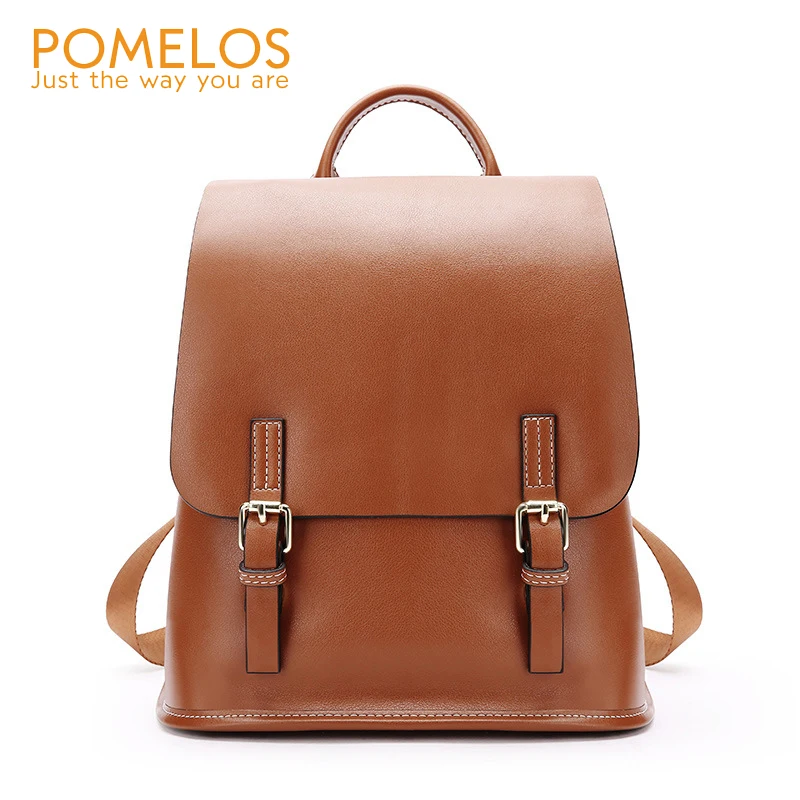 

POMELOS Women Fashion Genuine Leather Backpack Ladies Soft Leather Back Pack Rucksack Female Back Bag Casual Travel Backpacks