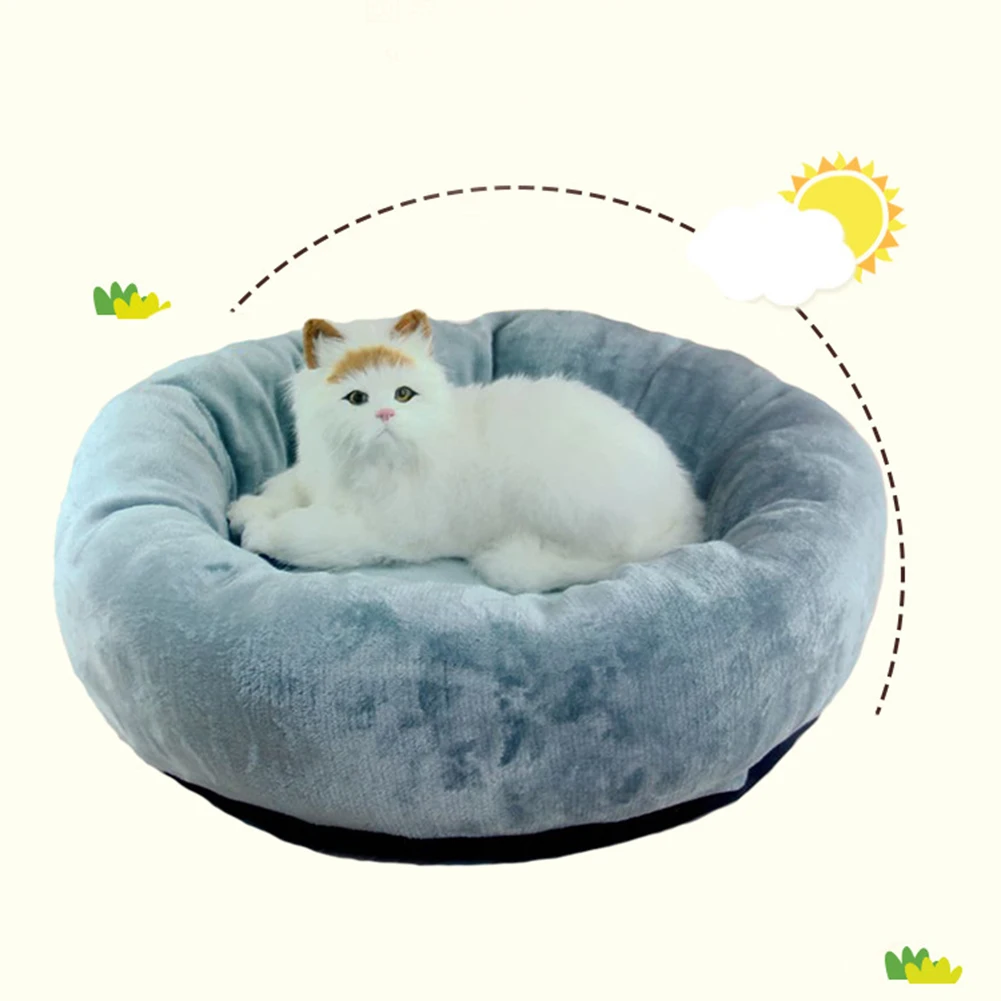 Soft Round Pet Bed Warm Comfortable Kitten Puppy Nest Kennel for Winter Autumn YU-Home