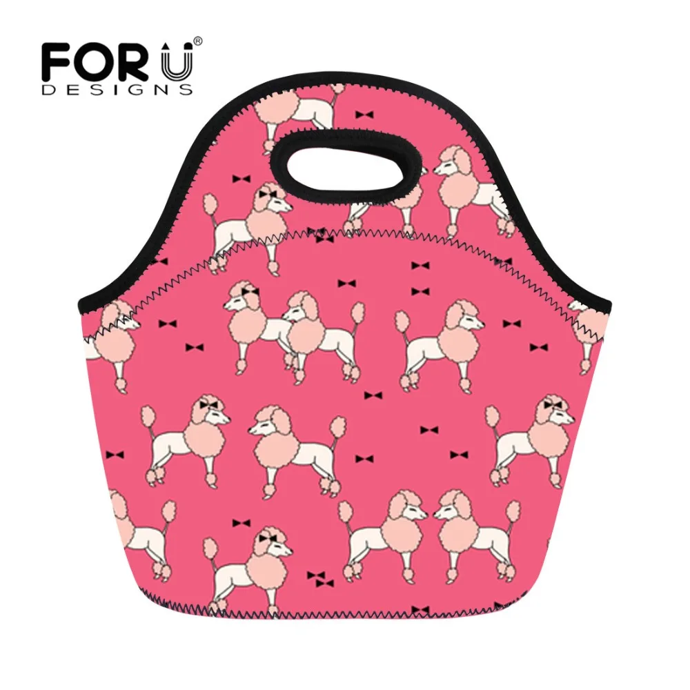 Bags para Mulheres Bolsa de Comida Forudesigns Lunch Poodle Impressão Térmica Portátil Box Picnic Escola Bolsa Termica Lancheira Cão