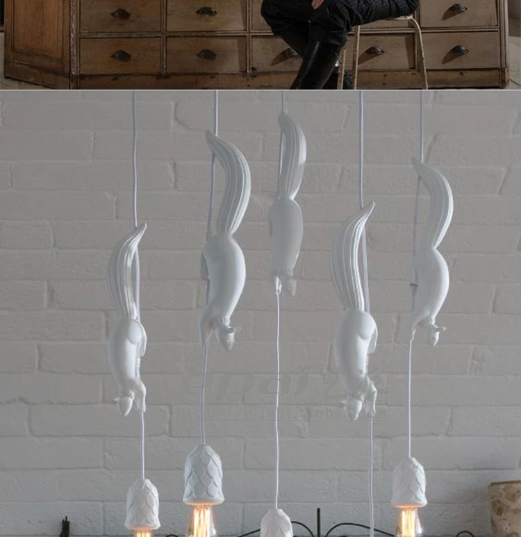 Nordic Resin Squirrel Led Pendant Lights Modern Industrial Hanging Animal Lamp10