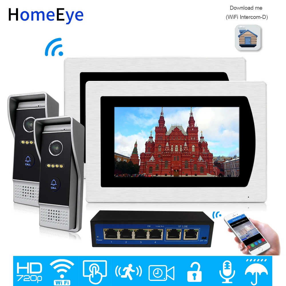 720P IP Video Door Phone Wifi Video Intercom Smart Phone App Unlock Home Access Control System 7'' Touch Screen Motion Detection 720P IP Video Door Phone Wifi Video Intercom Smart Phone App Unlock Home Access Control System 7'' Touch Screen Motion Detection