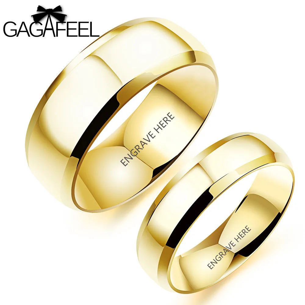 

GAGAFEEL Personalized Rings For Women Men Couple Laser Unique Logo Ring Stainless Steel Jewelry For Wedding Lover Unisex Gift