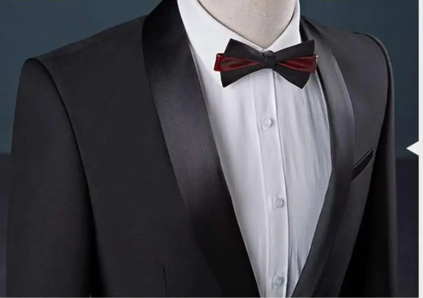 PEORCHID Black Red Tuxedo Men's Suit | Formal Grooms Suit for Wedding or Prom | Blazer, Pants, and Vest | Slim Fit Korean Business Attire image 4