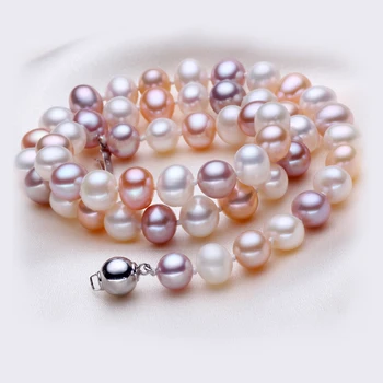 

Eternal wedding Women Gift word 925 Sterling real 925 real natural big [meet] Jasmine Pearl mixed color pearl neck