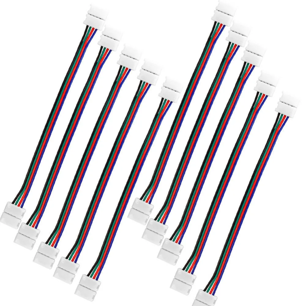 

4 Pin LED RGB Strip Connector For SMD 5050 RGB LED Strip Light Solderless PCB Board with Two Female Connector Connect Cable 10mm