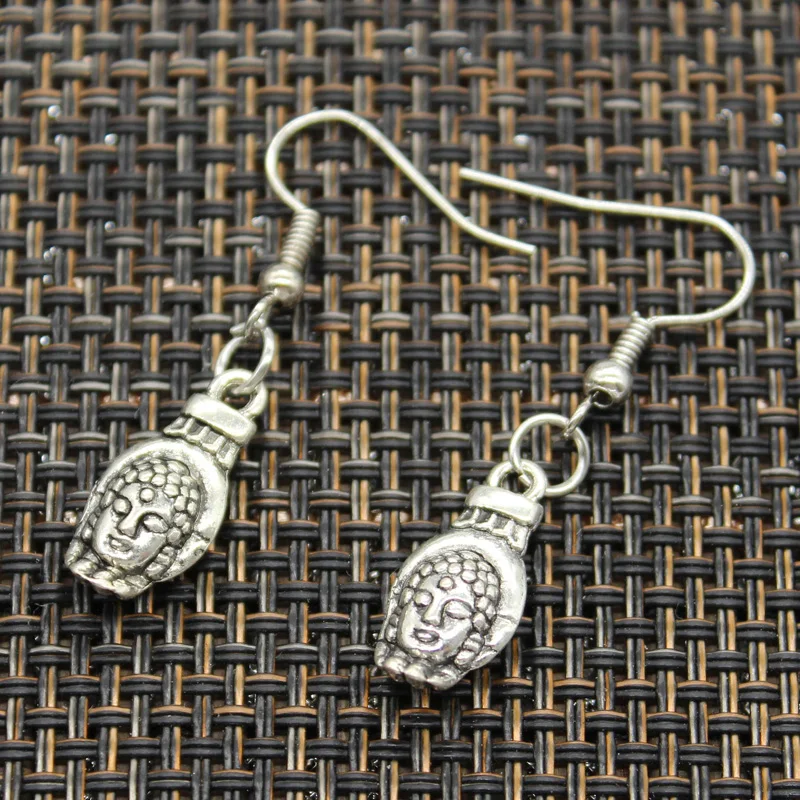 

Antique Silver Color buddhism heart buddha Charm Drop Earring, Dangle Earrings For Womens