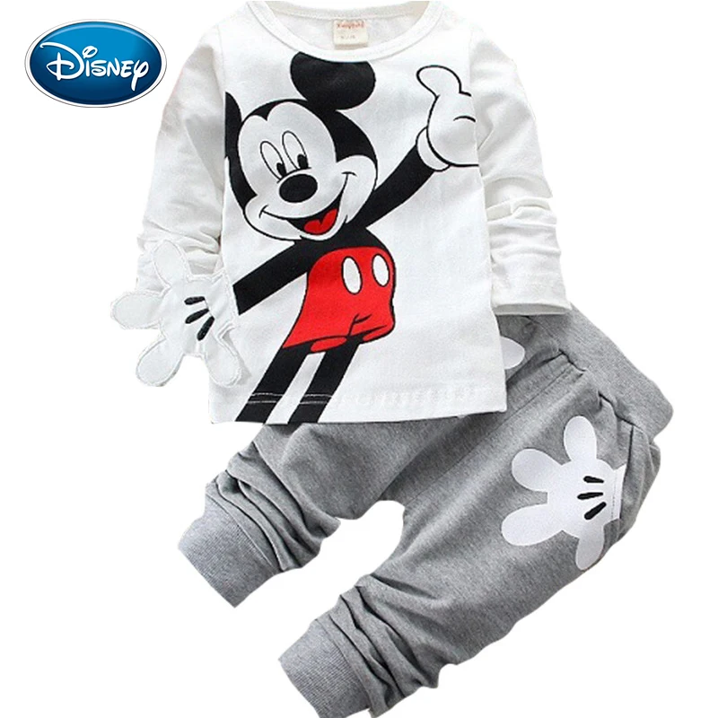 

Disney Spring and Autumn Mickey Set Children's Cartoon Cotton Hooded Cartoon Children's Set Two-piece Set