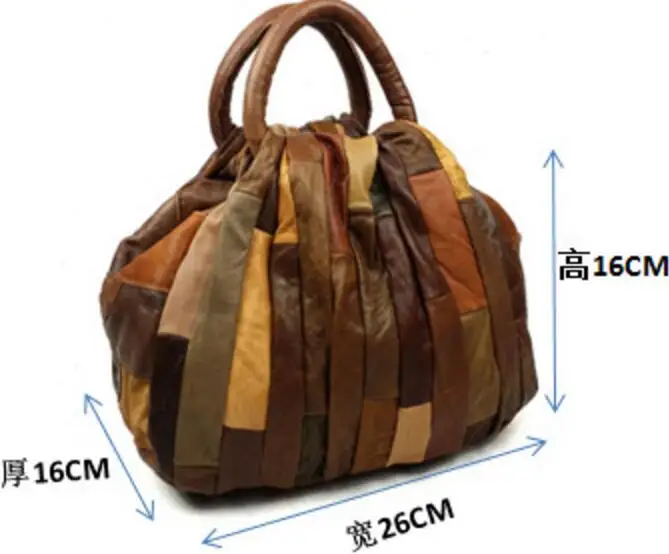 

Retro Women's Messenger Bag Lady Single-Shoulder Bag Genuine Leather Patchwork Stitching Handbag