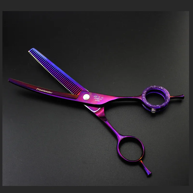 7 дюймов собака машинка для стрижки волос фиолетовый 9cr ножницы вниз изогнутые плотные истончение инструмент для укладки домашних животных Обрезка волос ножницы