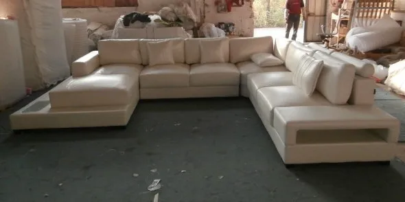 Muebles modernos de cuero sofás sofá en forma de L sofá seccional casa