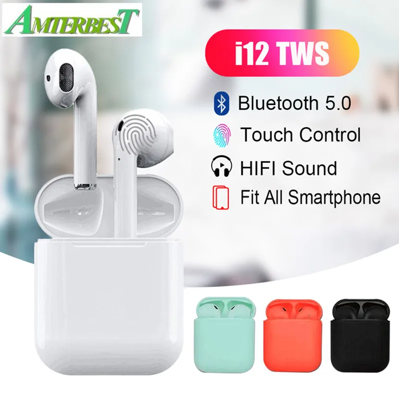 AMTERBEST I12 TWS сенсорное управление мини беспроводной Bluetooth 50 стереонаушники с микрофоном Pk I10 I11 Tws для IOS Смартфон Xiaomi купить на AliExpress