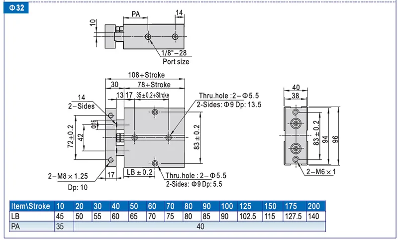 TN double rod cylinder 4