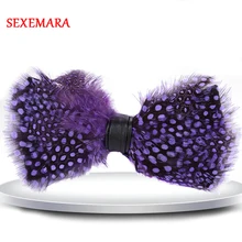 Фиолетовый бантик повязка с перьями изысканный ручной работы мужской галстук-бабочка брошь булавка деревянный подарочный набор Свадебная вечеринка