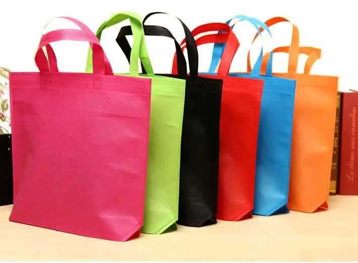 10pcs Medium Size Recyclable Bag Simple Design Tote Handbag, Eco Reusable Shopping Bags Cloth