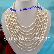 Ювелирные изделия 00602 потрясающие 8 рядов 7 мм круглый пресноводного жемчуга ожерелье