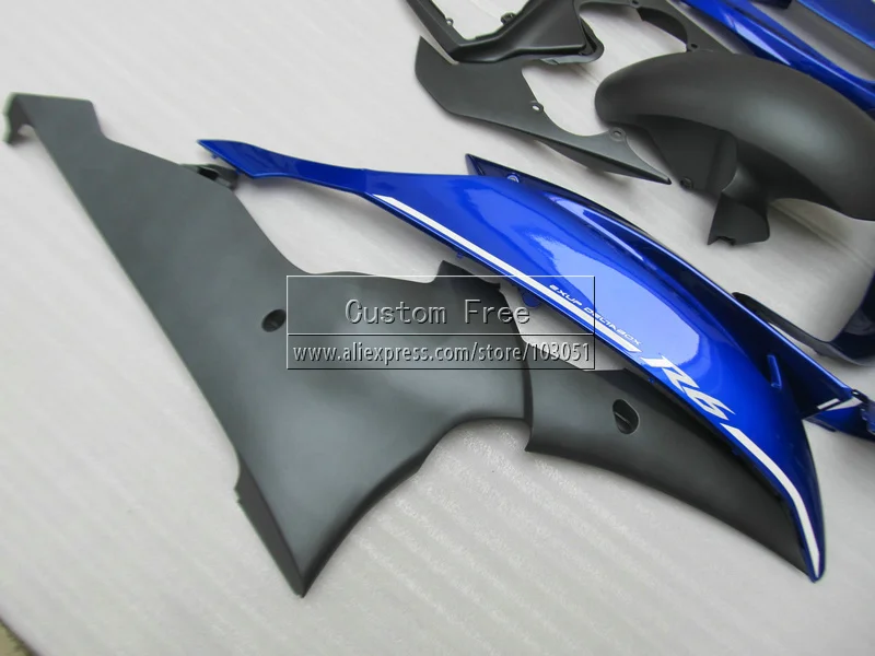 Литья под давлением мотоцикл обтекатель комплект для YAMAHA YZF R6 2008 2009- YZFR6 08-14 матовый черный голубые по индивидуальному заказу Обтекатели JL28