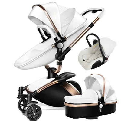 Poussette De Luxe 3 En 1 Pour Bebe Systeme De Voyage Haute Rotation A 360 Degres Avec Panier Et Siege Auto Aliexpress