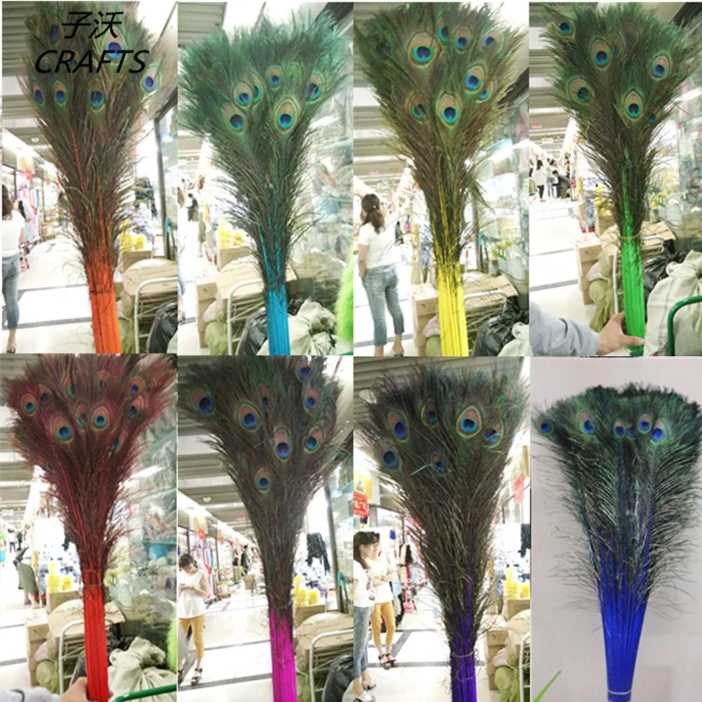 

50 pc quality natural peacock feathers,25-30cm / 70-80cm DIY- wedding, living room, decorated flower vase