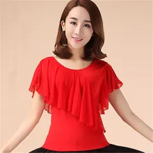 Зеленый красный черный топ для латинских бальных танцев для женщин, тренировочные топы для бальных танцев, топы для взрослых с круглым вырезом для латинских танцев для женщин