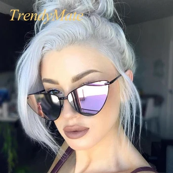 

Unisex Flat Top Eyeglasses Small Frame Cat Eye Sunglasses Women UV400 2018 Fashion Ocean Film Sun Glasses Cool Oculos 1344T