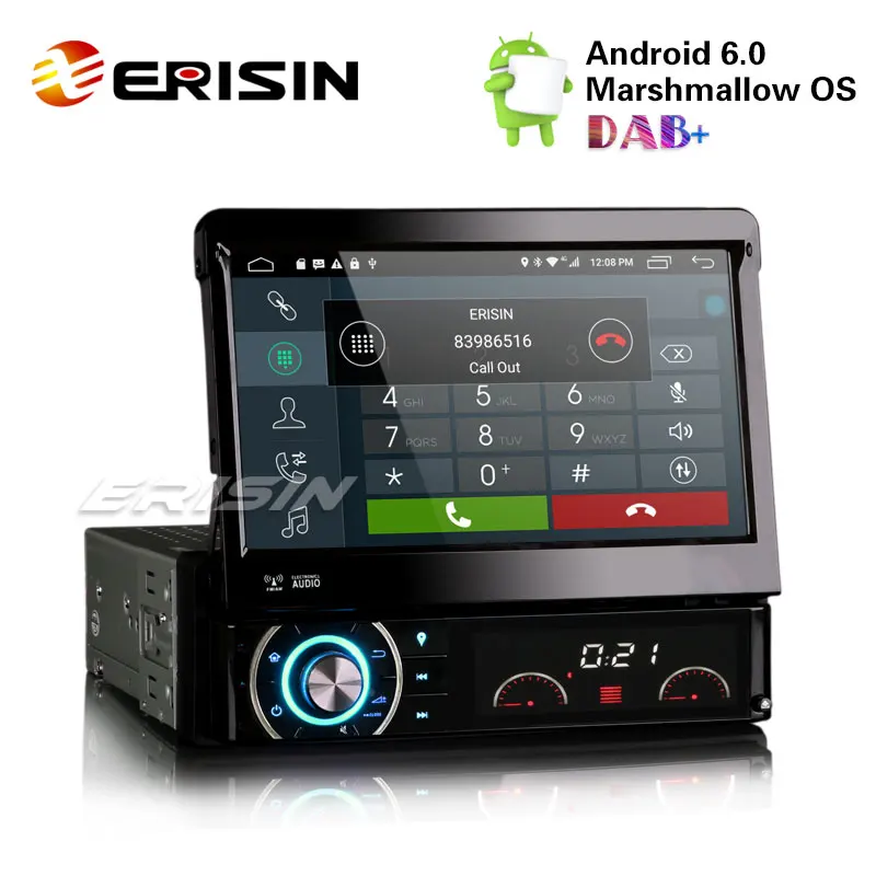 Erisin ES5790U 1 Din автомобильный радиоприемник 7 дюймов Android 6 0 gps навигация 4G WiFi TPMS DAB +