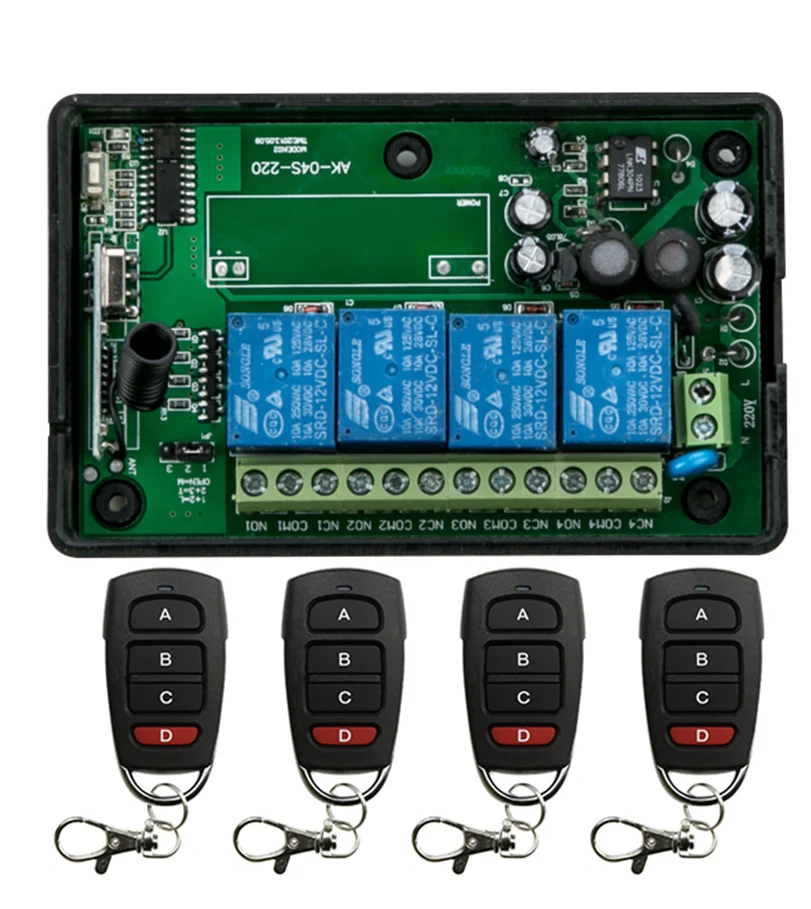 

AC85v~250V 110V 230V 4CH RF Wireless Remote Control Relay Switch Security System Garage Doors Gate Electric Doors lamp/ window
