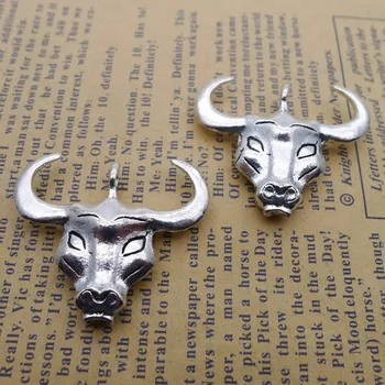 

20pcs King of the bull head antique silver alloy Pendant charm Handmade earring bracelet necklace Jewelry Making DIY 29*34mm