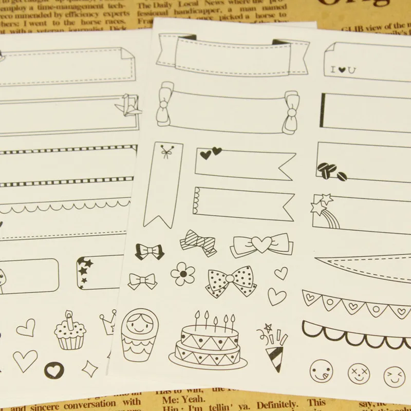 

6 sheets/lot DIY Creative Cute Kawaii Cartoon Sticker Scrapbook Sticky Paper For Home Decoration Photo Album Free Shipping 3442