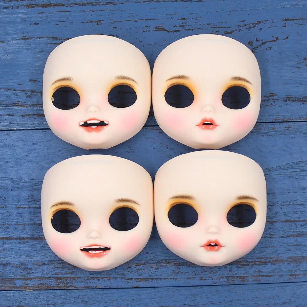 Neo Blythe Doll Matte Faceplate with Makeup, Mouth & White Skin 1