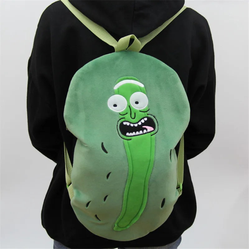 

38cm and 45cm Cute Rick and Morty Cucumber Plush Backpacks Bags Travel School Bags