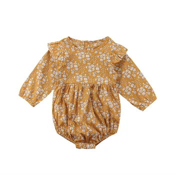 

Vintage Flower Newborn Infant Baby Girls Clothing Long Sleeve Rompers Jumpsuit Autumn New Baby Girl Clothes