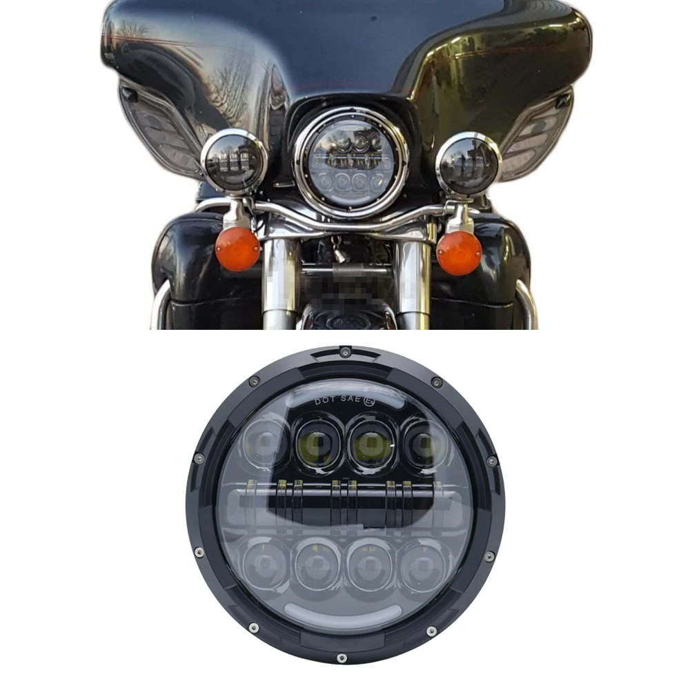 7 дюймов H4 светодиодный мото-фара для Harley Davidsion Softail Slim Fat Boy 7 дюймов Halo Angel Eye DRL светодиодный мото rcycle налобный фонарь