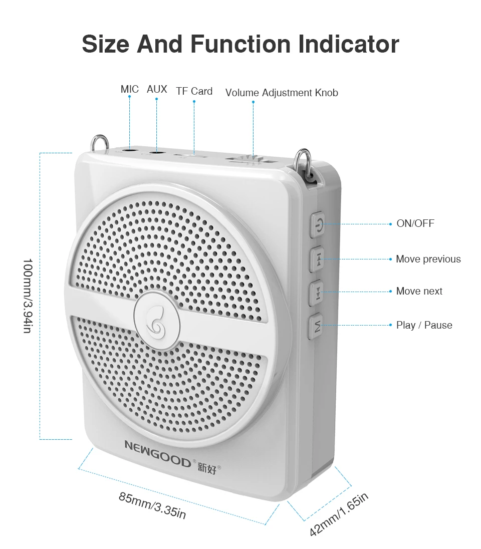 10W Mini Audio Speaker Portable Voice Amplifier Stereo Sound Microphone Loudspeaker tf card for teachers Tour Guide Speech (9)