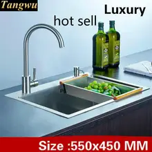 Vogue Роскошная кухонная ручная раковина одинарная мойка простые мойка овощи прочный 304 нержавеющая сталь 550x450 мм