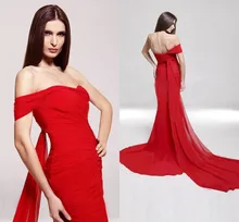 2016 Direct Selling Echt Attraktive Länge Chiffon Mermaid Abendkleid Kleider Lange Abendkleider Formale Kleid Gericht Zug Falten F1972