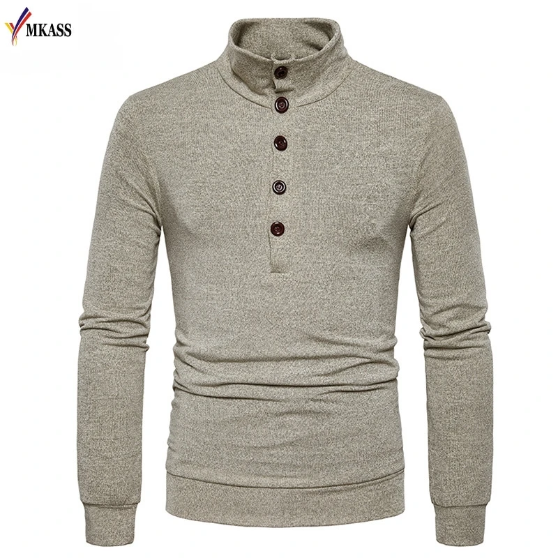 Hot Men Sweater Full Pullovers Sweater Fashion Slim Warm Sweatercoat Patchwork Mandarin Collar Sweaters Cotton homme